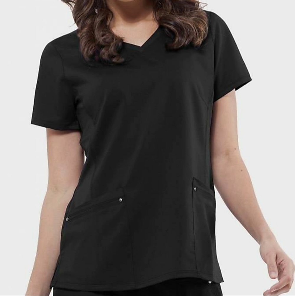 Healing Hands Purple Label Yoga Black Juliet Scrub Top M